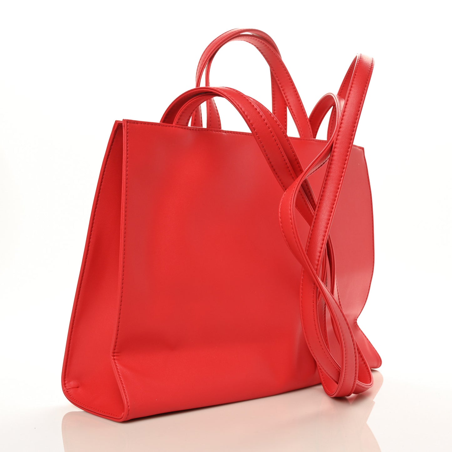 Vegan Leather Medium Shopping Bag Red