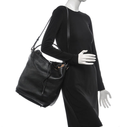 Burberry Grainy Calfskin Canvas Mega Check Medium Ashby Hobo Black 2 of 7