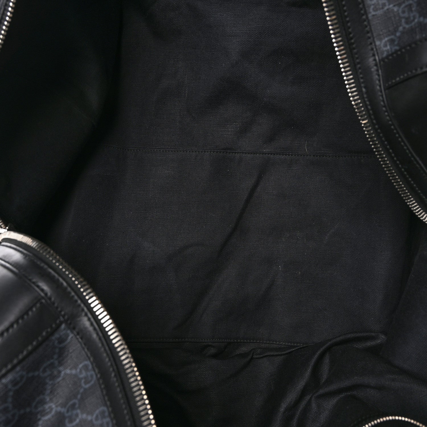 Gucci Soft GG Supreme Monogram Appia Calfskin Web Large Carry On Duffle Bag Black Grey 4 of 11