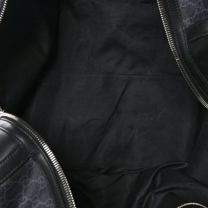 Gucci Soft GG Supreme Monogram Appia Calfskin Web Large Carry On Duffle Bag Black Grey 4 of 11