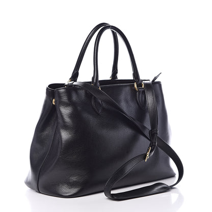 Prada Glace Calfskin Embossed Logo Tote Black 3 of 11