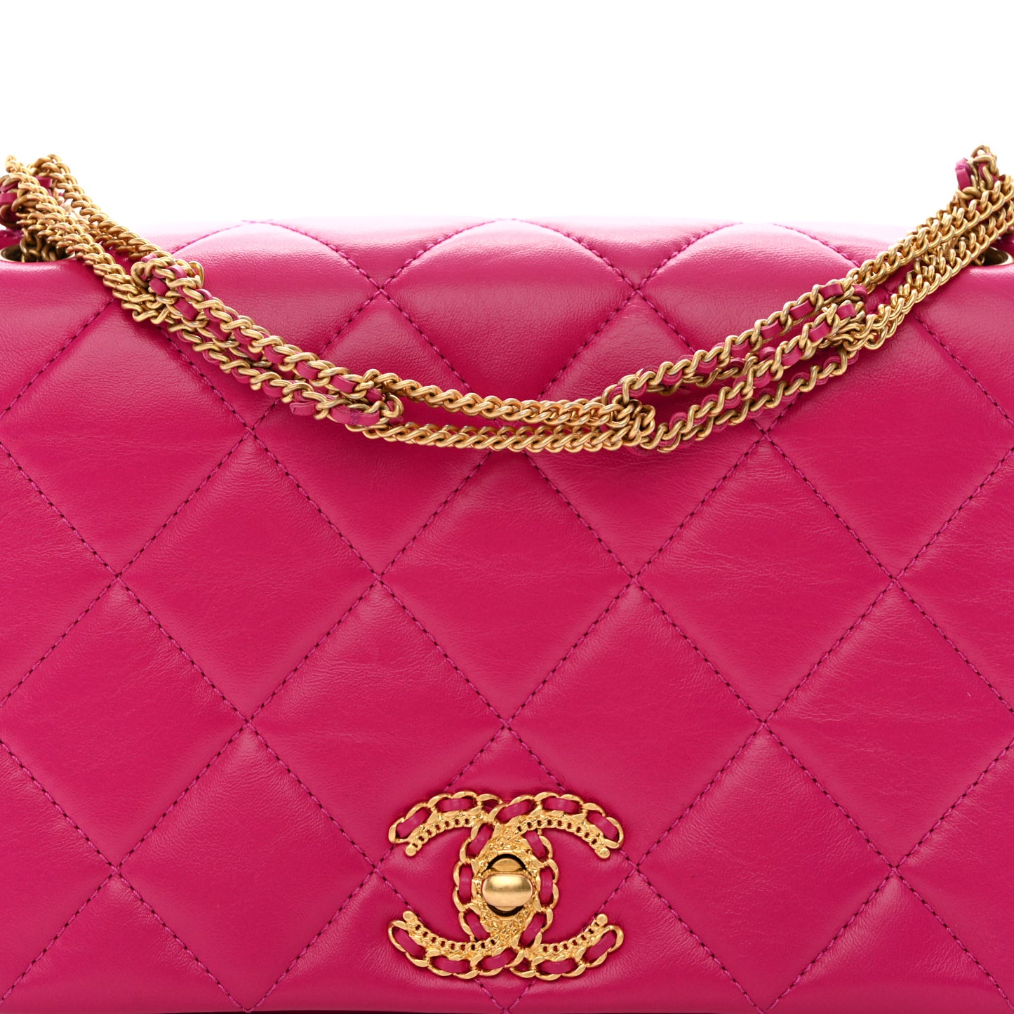 Lambskin Quilted On And On Small Chain Flap Fuchsia