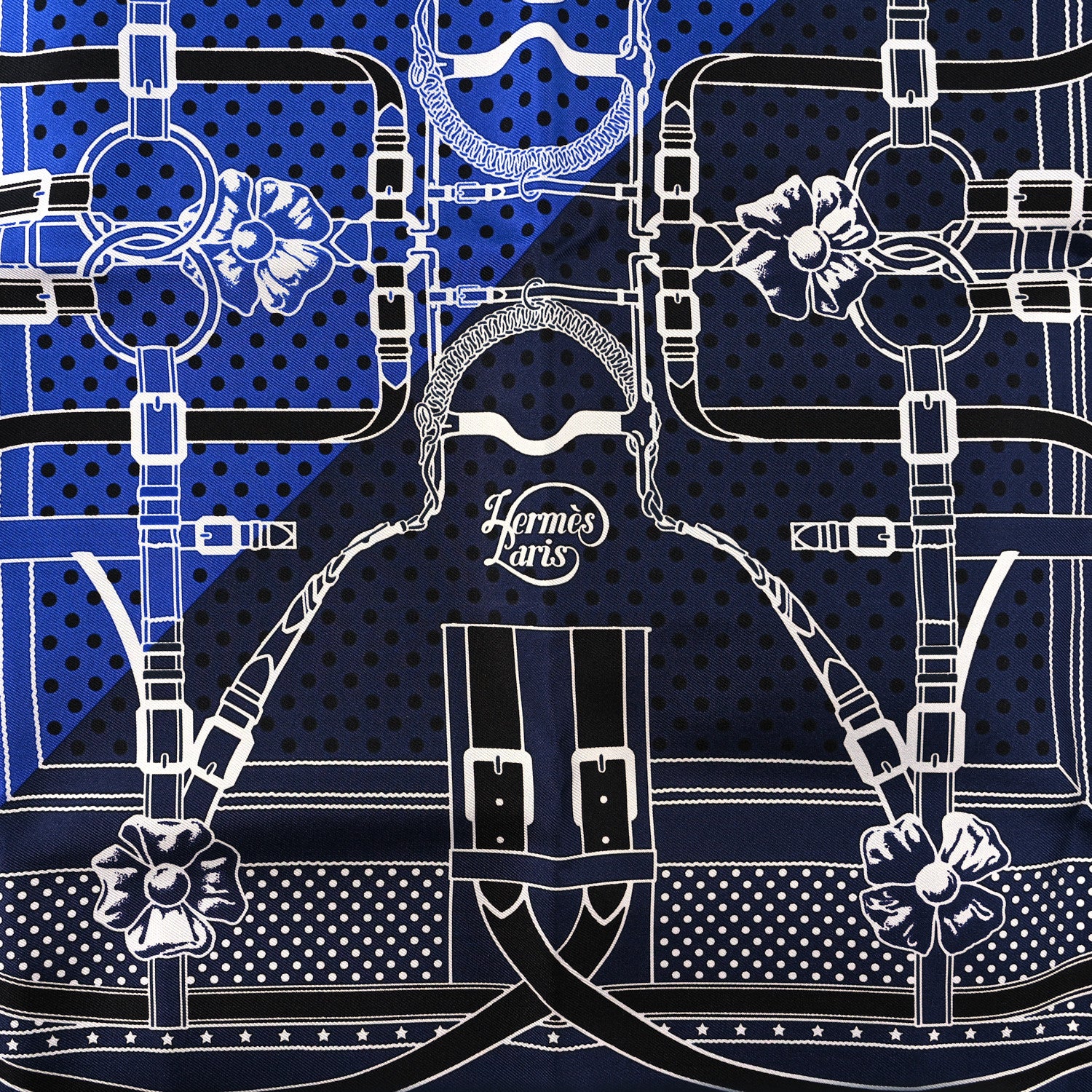Hermes Silk Grand Manege Cut Bandana Scarf 55 Bleu Nuit Bleu 2 of 3