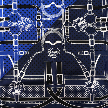 Hermes Silk Grand Manege Cut Bandana Scarf 55 Bleu Nuit Bleu 2 of 3