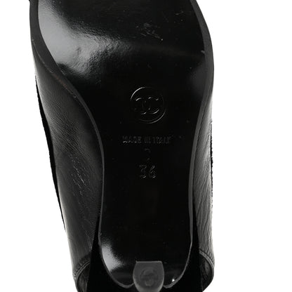 Chanel Velvet Lambskin Pearl CC Slingback Pumps 36 Black 8 of 9
