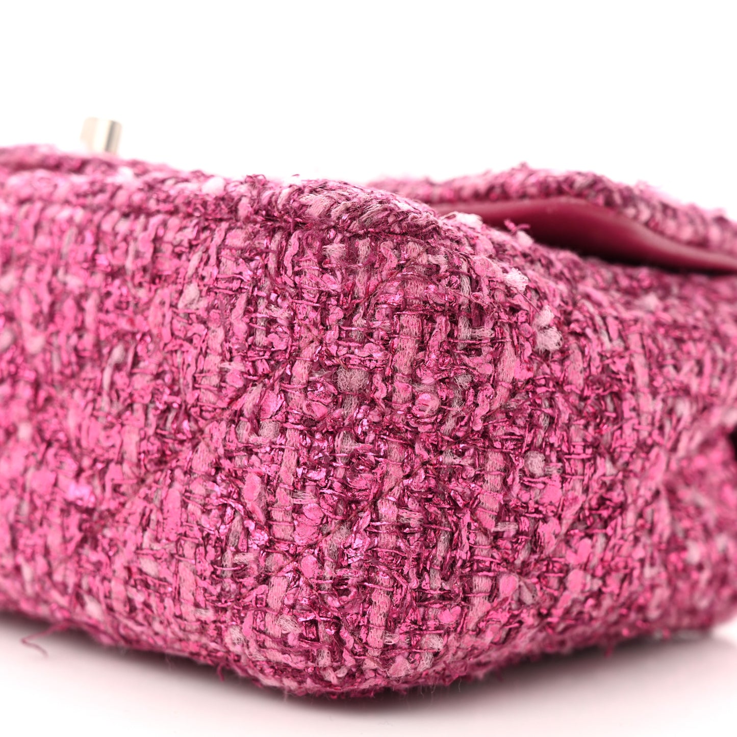 Metallic Tweed Quilted Mini Rectangular Flap Pink