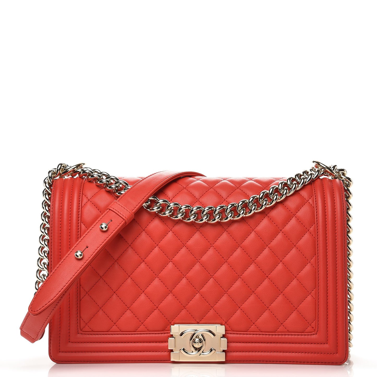 Calfskin Quilted New Medium Boy Flap Red