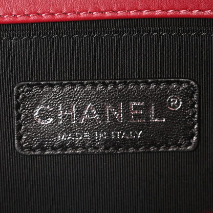 Chanel Lambskin Chevron Chain Stitched Medium Boy Flap Dark Red 6 of 10