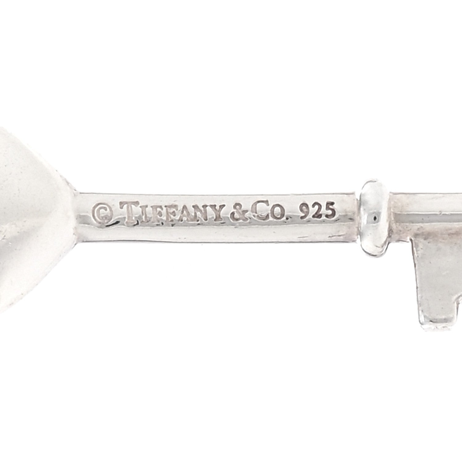 Tiffany Sterling Silver Diamond Heart Key Pendant Necklace 4 of 6