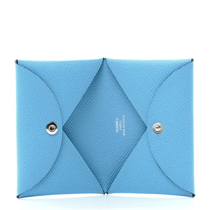Hermes Epsom Calvi Card Case Celeste 5 of 6