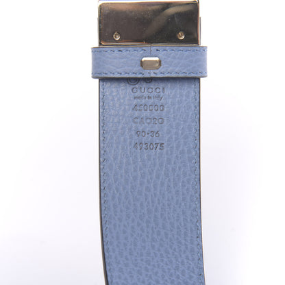 Gucci Dollar Calfskin 1973 Reversible Belt 90 36 Black Mineral Blue 3 of 5
