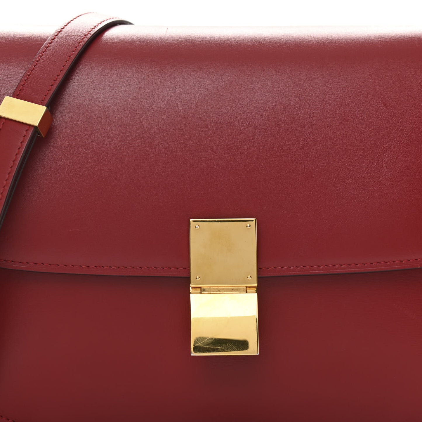 Box Calfskin Medium Classic Box Flap Bag Red