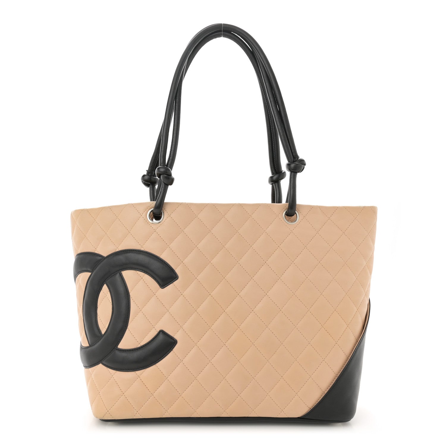 Chanel Calfskin Quilted Large Cambon Tote Beige Black 1 of 11