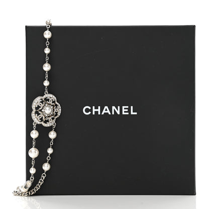 Chanel Crystal Pearl Flower CC Belt Silver 4 of 4