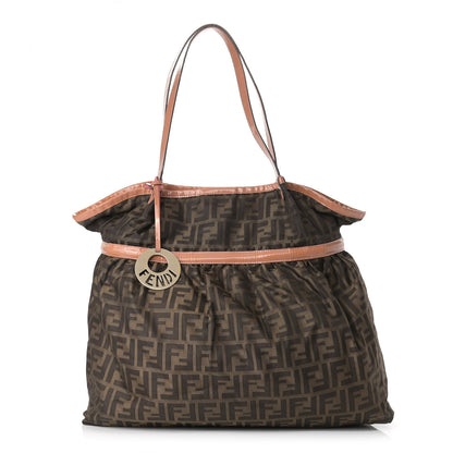 Fendi Nylon Patent Zucca Large Chef Shopper Tote Tobacco Pink 1 of 15