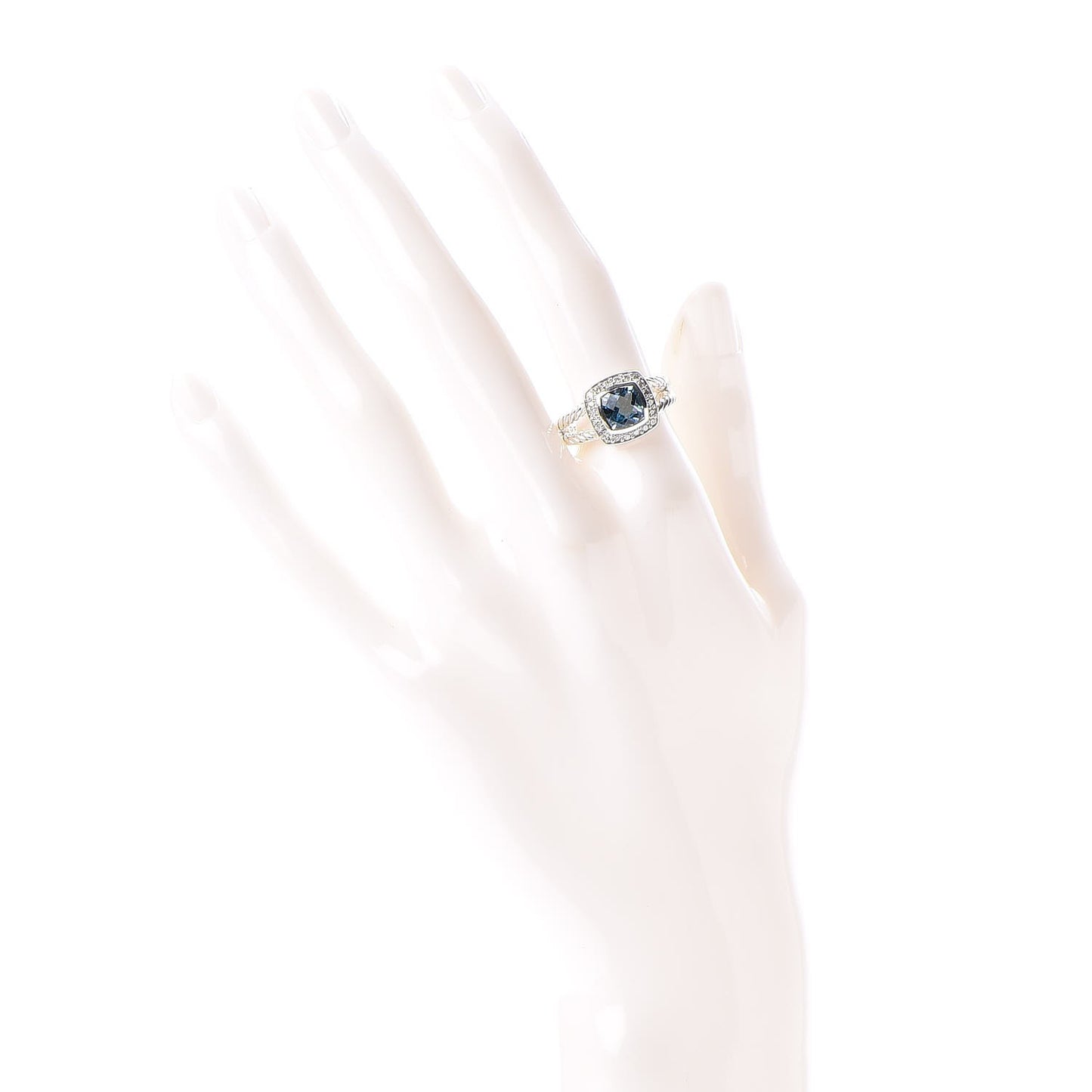 Sterling Silver Diamond Blue Topaz 7mm Petite Albion Ring 53 6.5