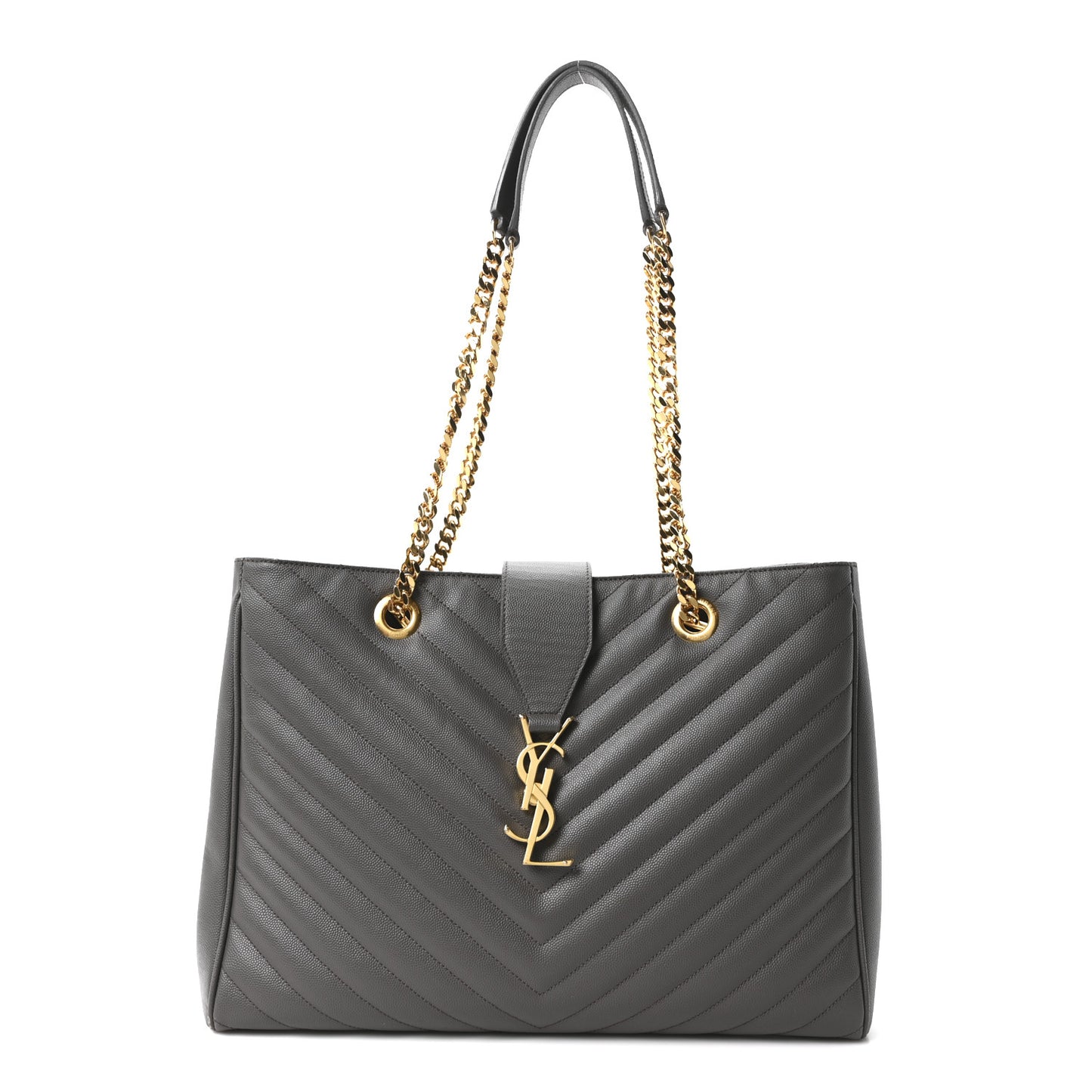 Grain De Poudre Matelasse Chevron Monogram Shopping Bag Fog