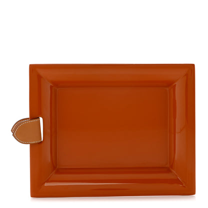 Hermes Lacquered Wood Chamonix Chakor PM Change Tray Orange 1 of 6