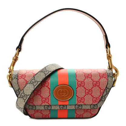 Gucci X DANS LE VERT GG Supreme Monogram Cuoio Web Mini Retro Interlocking G Top Handle Beige Rosso Ebony Harness Brown 1 of 12