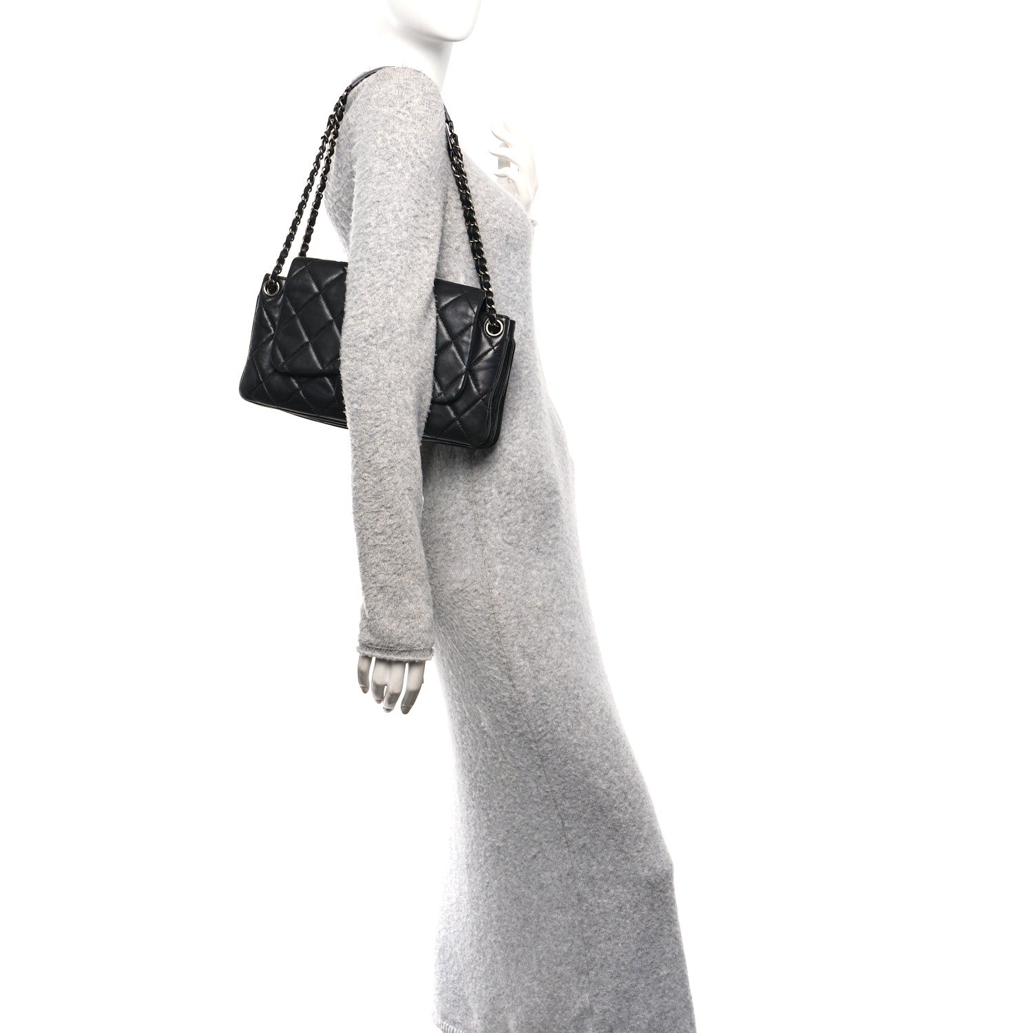 Chanel Lambskin Quilted Chanel 3 Accordion Flap Bag Black 1831104