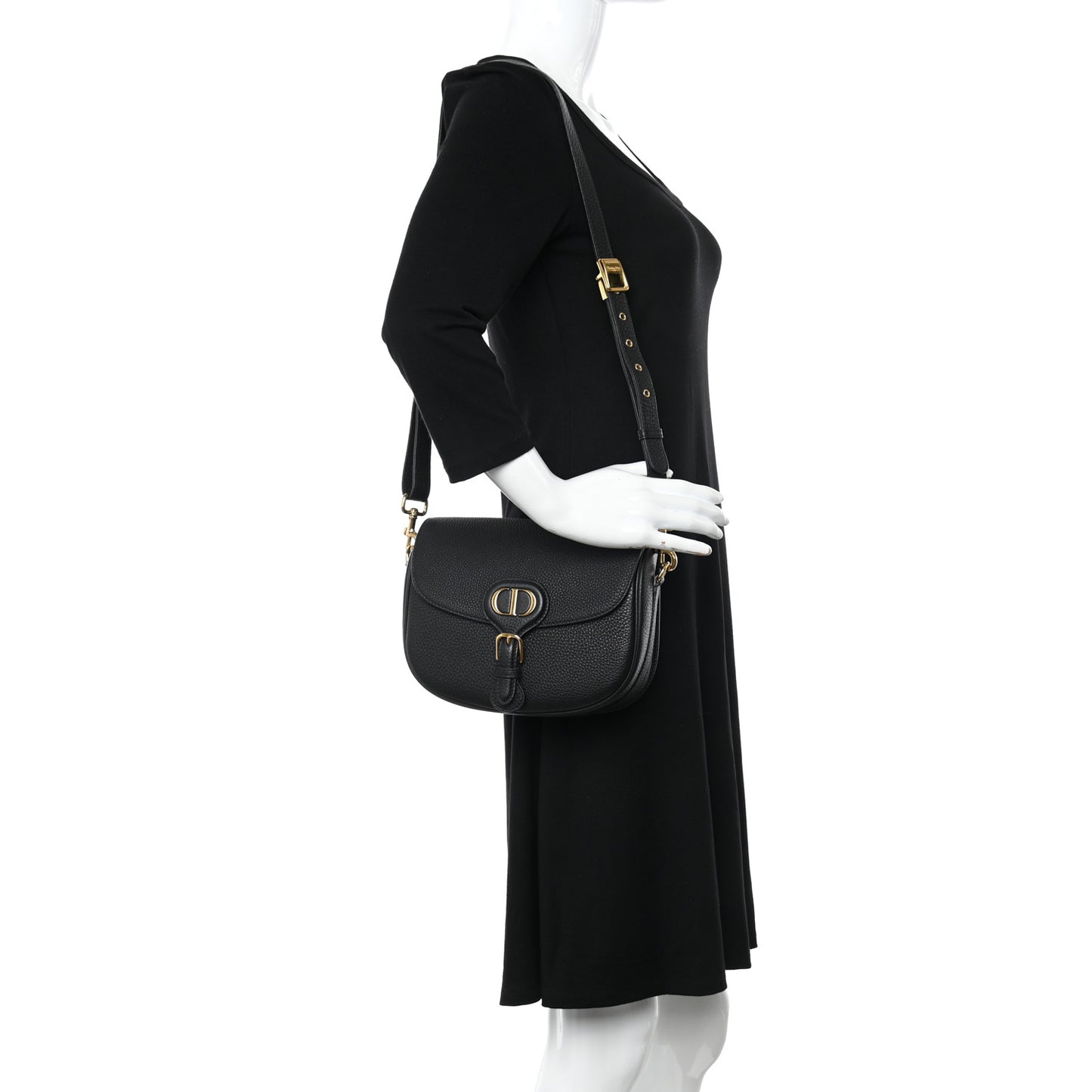 Grained Calfskin Medium Bobby Flap Black