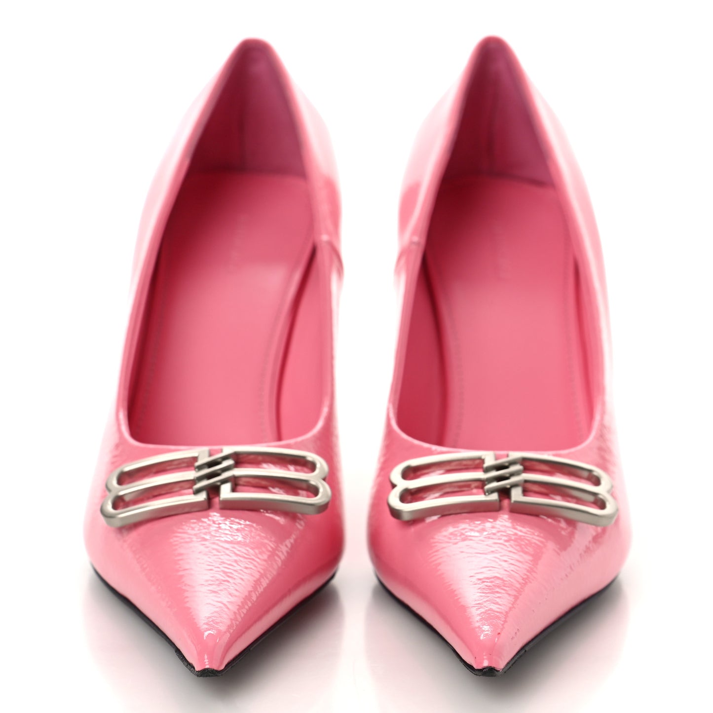 Shiny Calfskin BB Square Knife 80mm Pumps 37 Sweet Pink