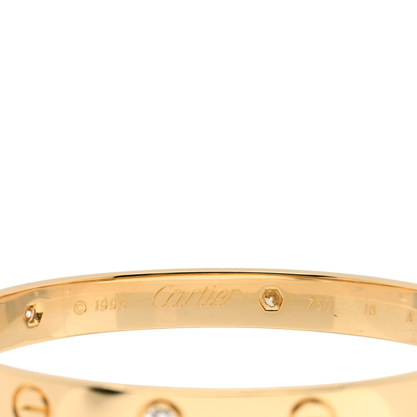 18K Yellow Gold 6 Diamond LOVE Bracelet 16