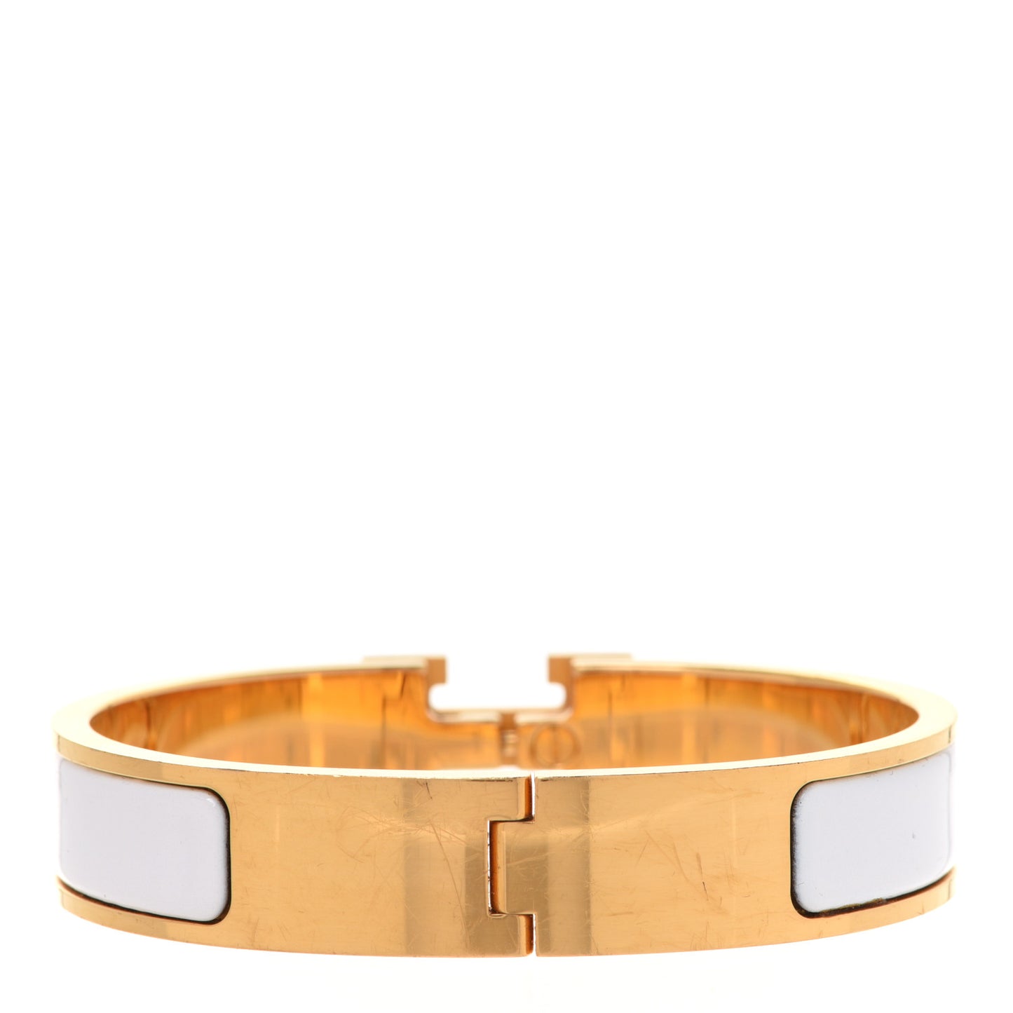 Enamel Narrow Clic Clac H Bracelet PM White
