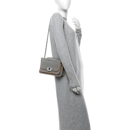 Chanel Suede Chocolate Bar Whipstitch Mademoiselle Flap Grey 2 of 10