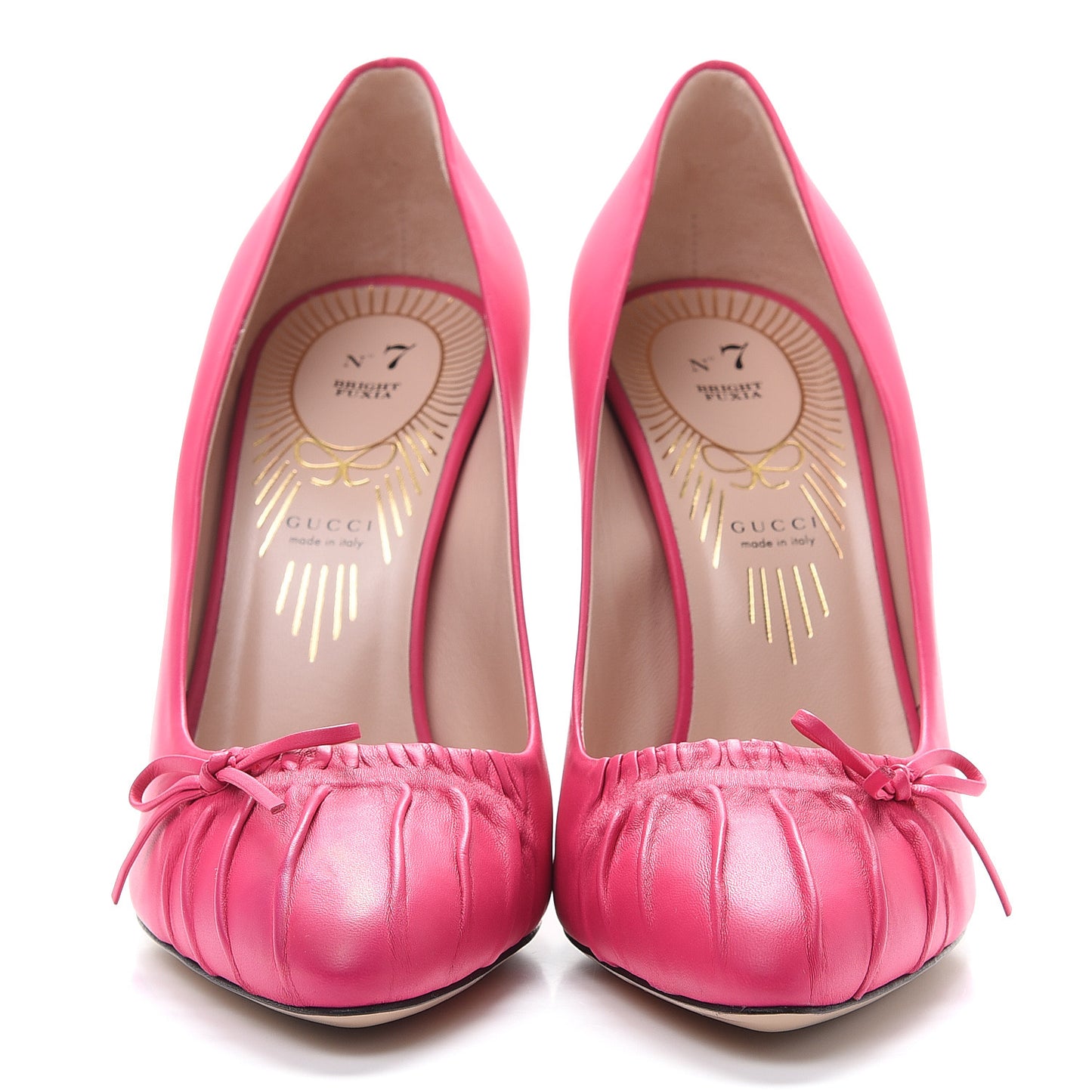 Nappa Bow High Heel Pumps 38.5 Bright Fuxia