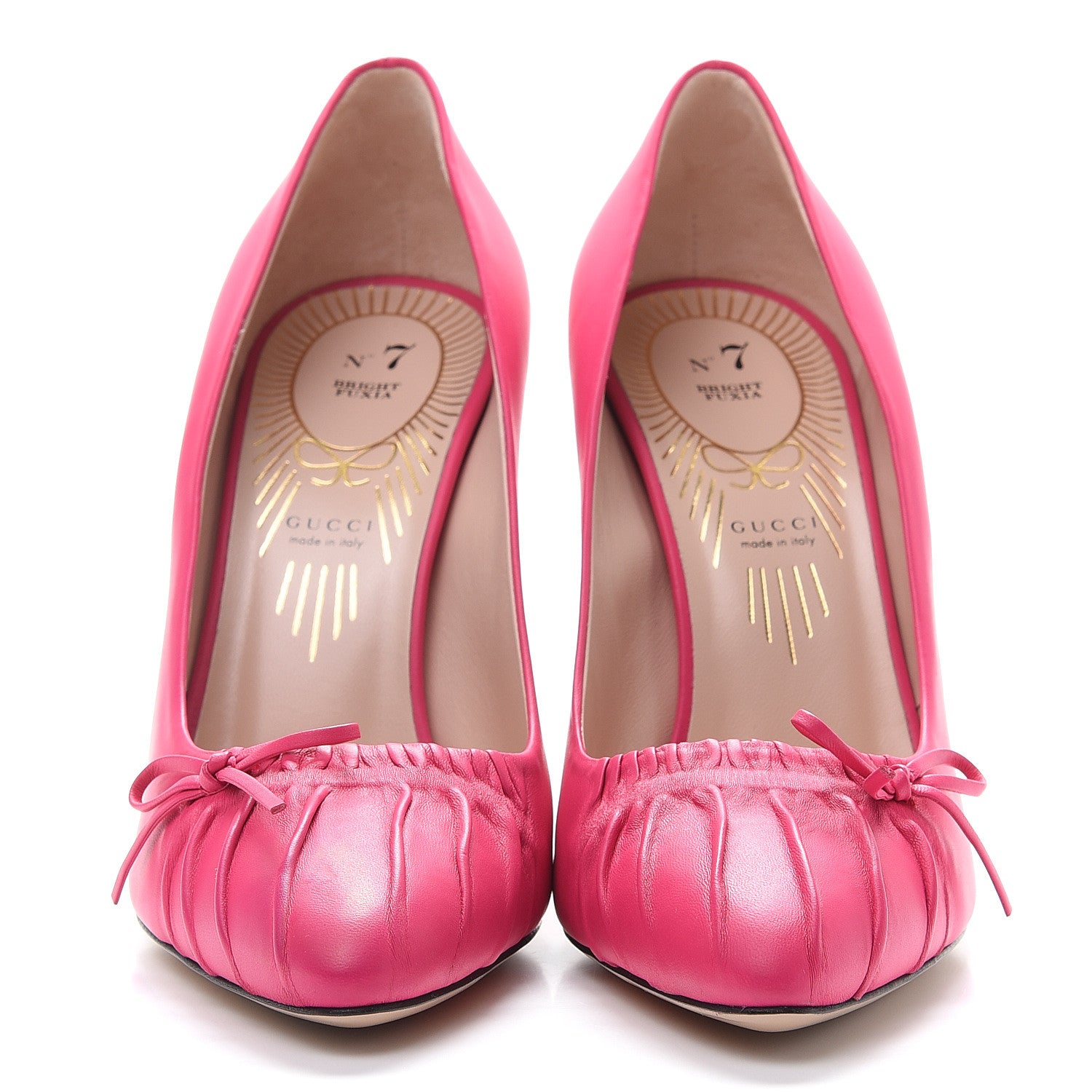 Gucci Nappa Bow High Heel Pumps 38.5 Bright Fuxia 3 of 8