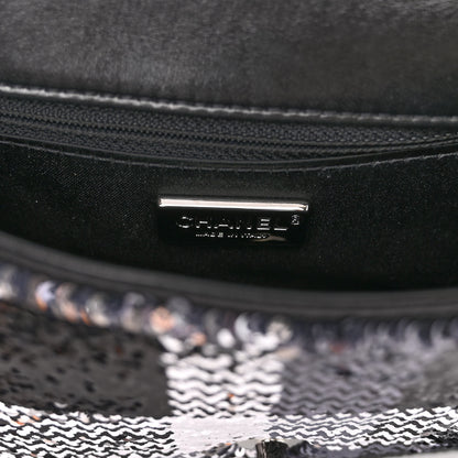 Chanel Sequin Mini Rectangular Single Flap Black Silver 6 of 10