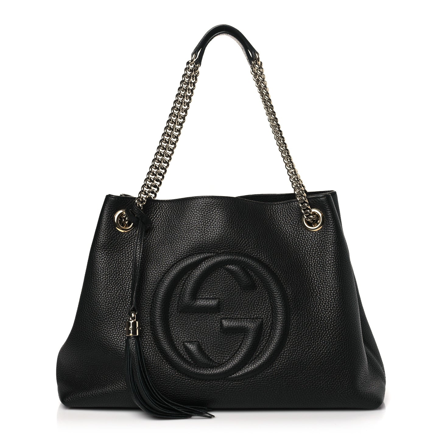 Pebbled Calfskin Medium Soho Chain Shoulder Bag Black