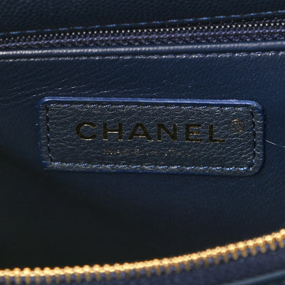 Chanel Caviar Lizard Quilted Small Coco Handle Flap Navy Blue 6 of 10