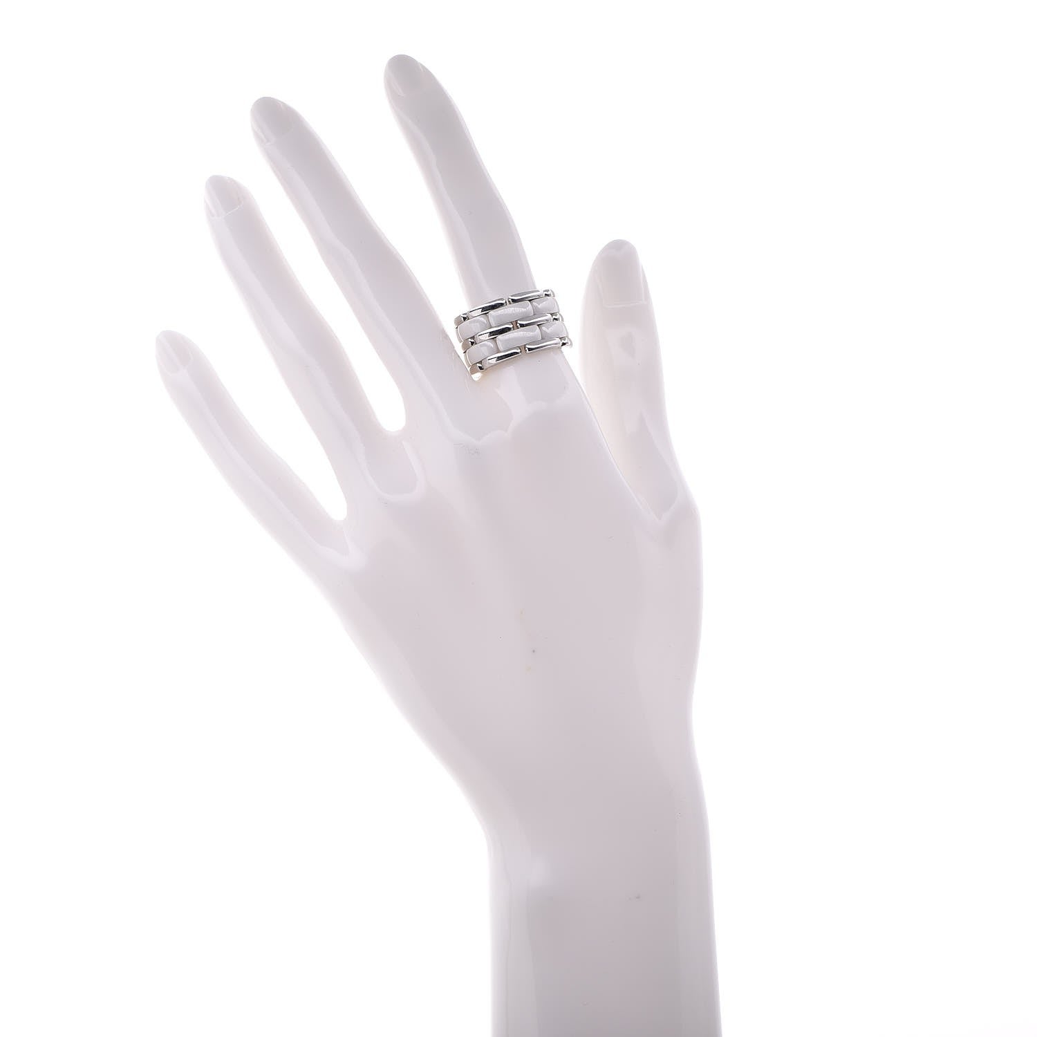 Chanel 18K White Gold Ceramic Large Ultra Ring 53 6.25 White 2 of 4