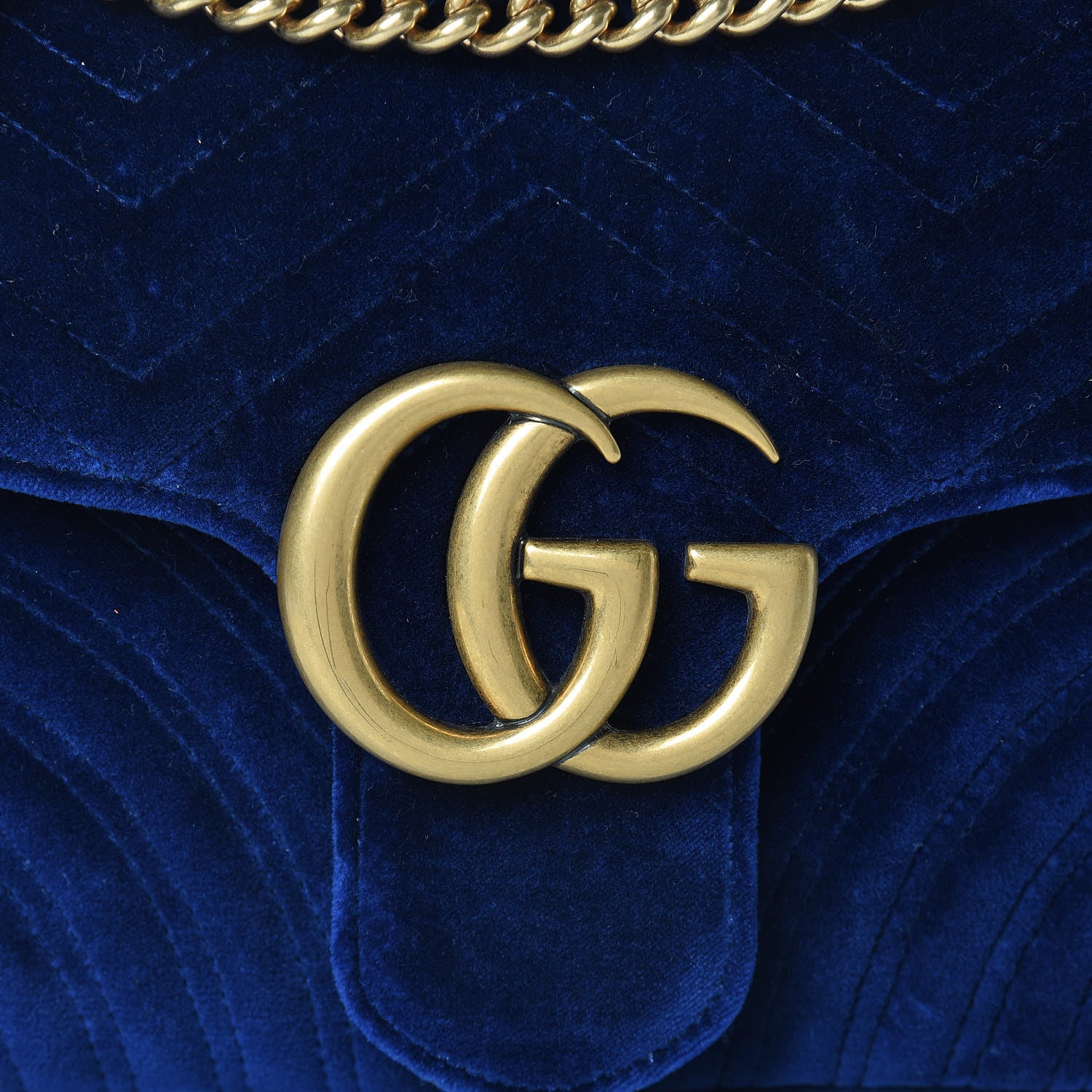 Gucci Velvet Matelasse Medium GG Marmont Shoulder Bag Cobalt Blue 9 of 15