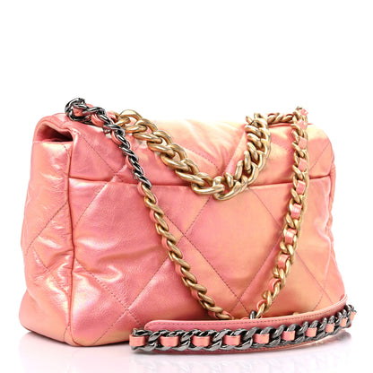 Chanel Iridescent Lambskin Quilted Large Chanel 19 Flap Pink 3 of 10