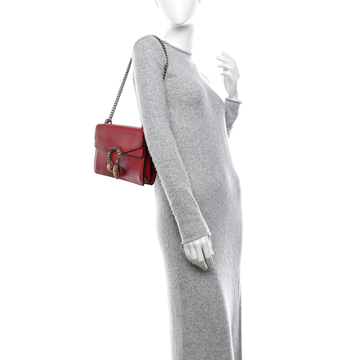 Gucci Dollar Calfskin Swarovski Crystal Small Dionysus Shoulder Bag Hibiscus Red 2 of 12
