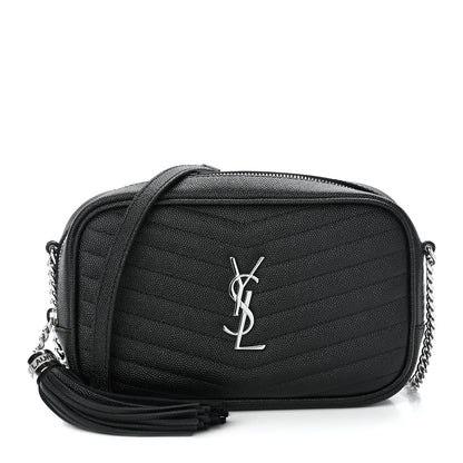 Saint Laurent Grain De Poudre Matelasse Monogram Mini Lou Camera Bag Black 1 of 9