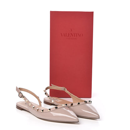 Valentino Garavani Patent Rockstud Slingback Flats 38.5 Poudre 9 of 9