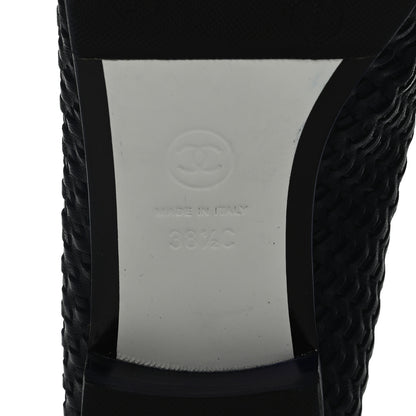 Chanel Lambskin Calfskin Braided Mocassin Loafers 38.5 Navy Black 6 of 8