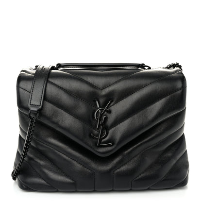 Saint Laurent Calfskin Y Quilted Monogram Monochrome Small Loulou Chain Satchel Black 1 of 9