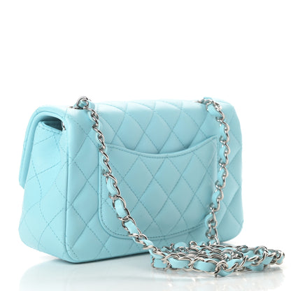 Chanel Lambskin Quilted Mini Rectangular Flap Neon Blue 3 of 12