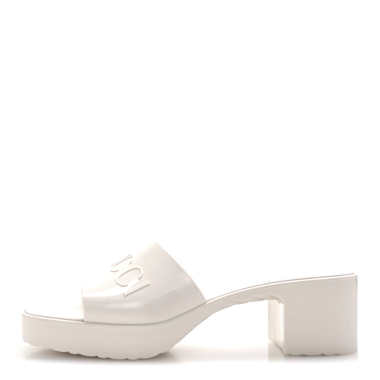 Gucci Rubber Gucci Logo Womens Platform 20/60mm Slide Sandals 41 Mystic White 1 of 9