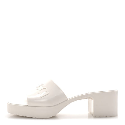 Gucci Rubber Gucci Logo Womens Platform 20/60mm Slide Sandals 41 Mystic White 1 of 9