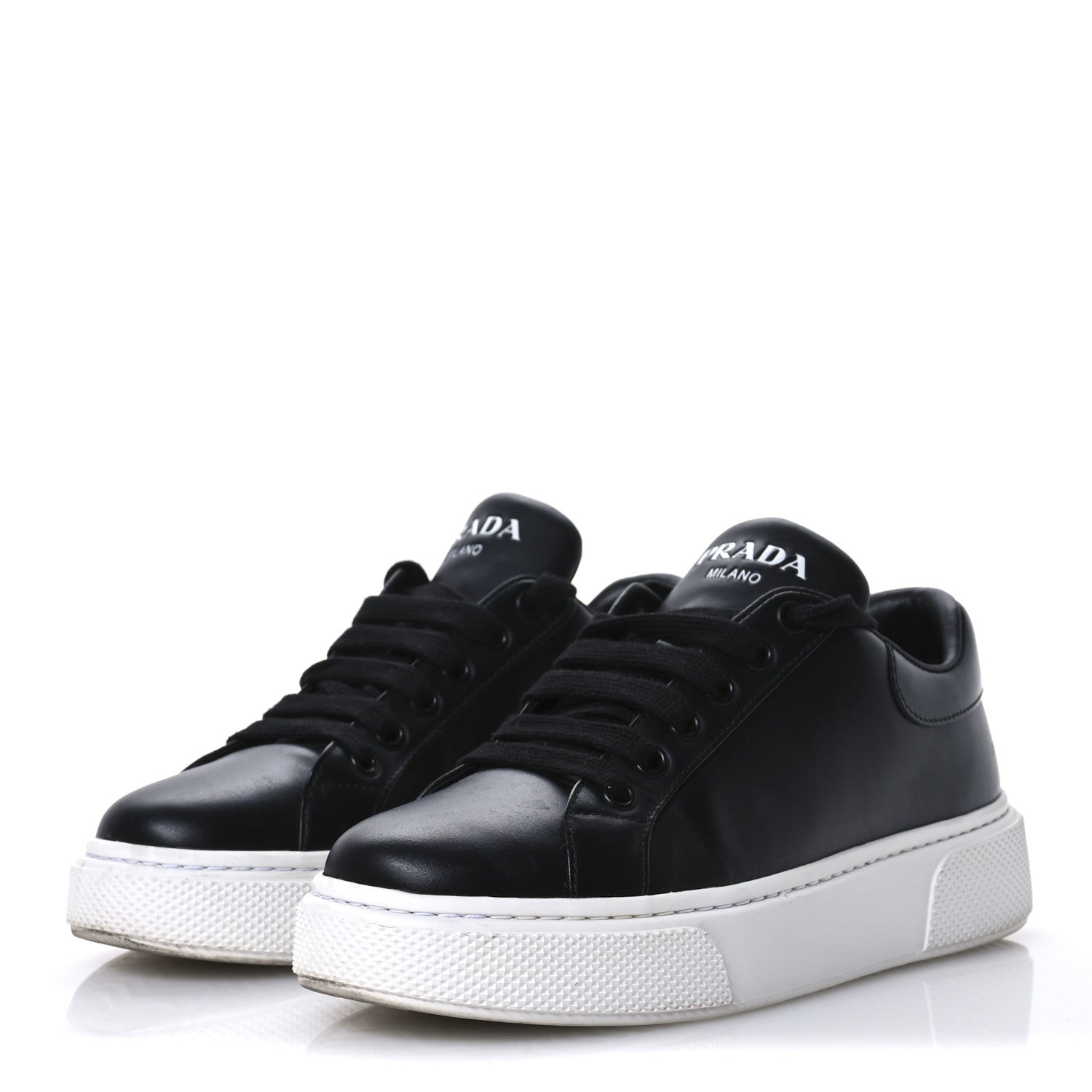 Prada Vitello Soft Womens Low Top Sneakers 35 Black 4 of 8
