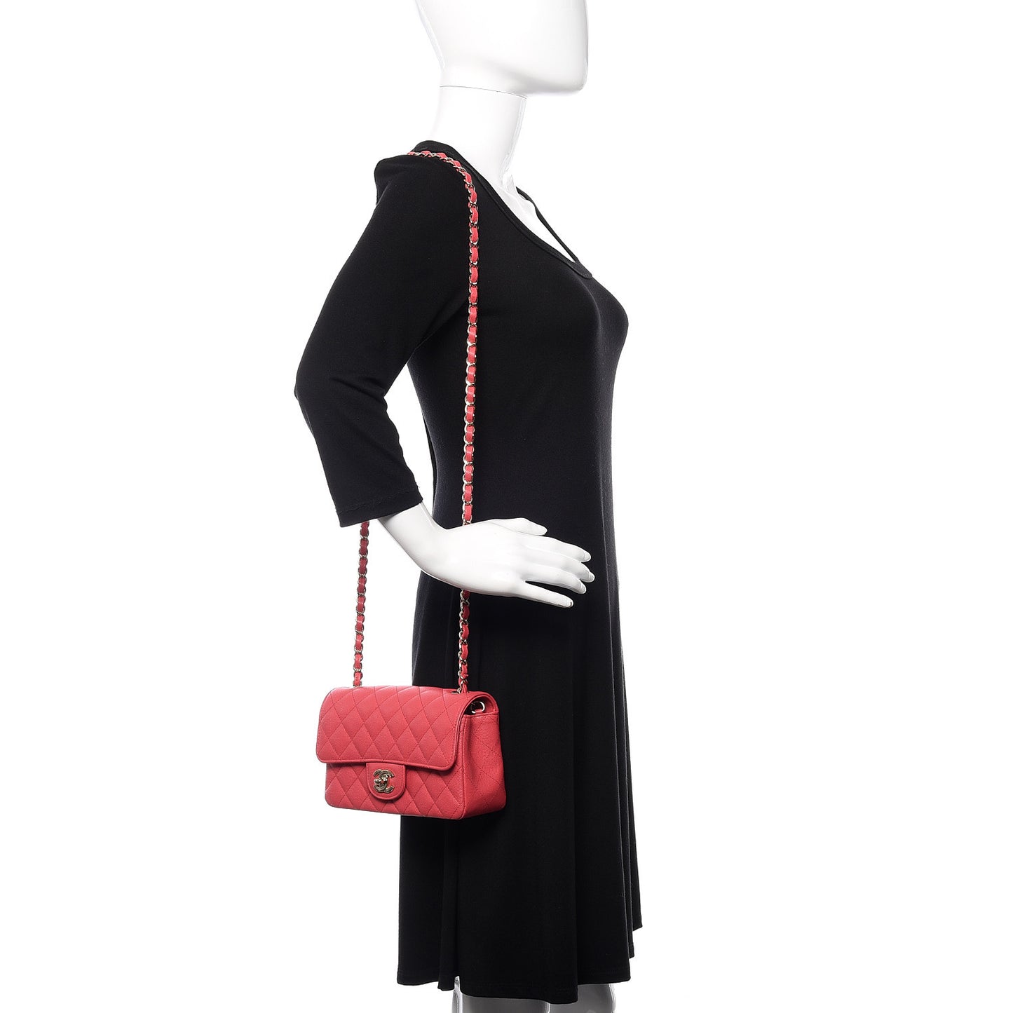 Caviar Quilted Mini Rectangular Flap Dark Pink