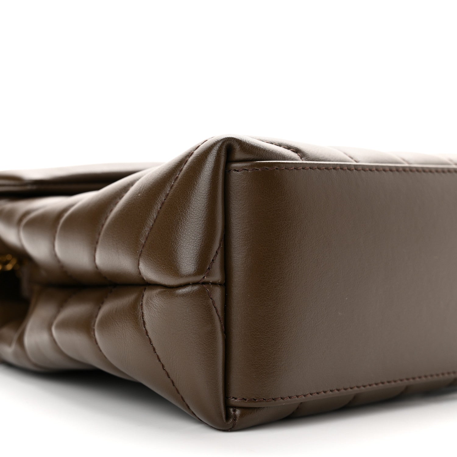 Saint Laurent Calfskin Y Quilted Monogram Small Loulou Chain Satchel Soil Brown 9 of 10