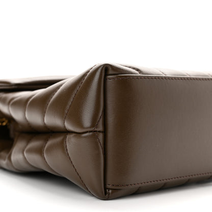 Saint Laurent Calfskin Y Quilted Monogram Small Loulou Chain Satchel Soil Brown 9 of 10