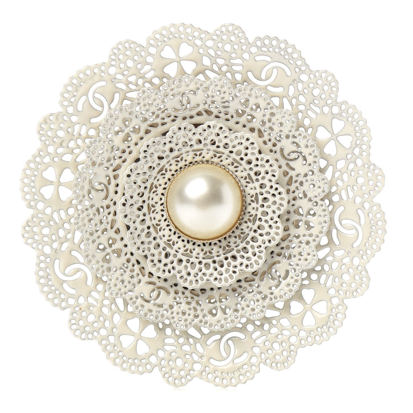 Pearl Lace Brooch White